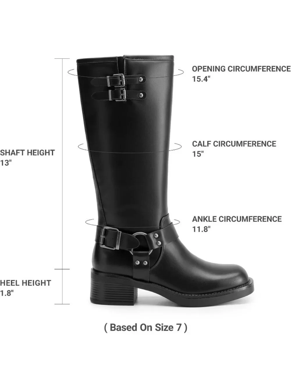 Dream Pairs Women's Black Pu Round Toe Side Zipper Chunky Knee High Boots